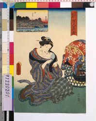 江戸名所百人美女 溜いけ / One Hundred Beautiful Women at Famous Places in Edo : Tameike Pond image