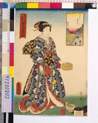 江戸名所百人美女 いひ田まち / One Hundred Beautiful Women at Famous Places in Edo : Iidamachi image