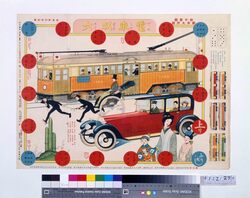 電車双六(『幼年画報』19巻1号付録) / Streetcar Sugoroku Board (Supplement to “Yonen Kurabu” Volume 19 No. 1) image