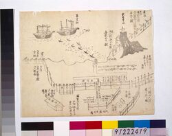 [ペリー使節 浦賀上陸警備割絵図] / [Pictorial Map of Security at Uraga Preparing for the Arrival of U.S. Envoy Perry] image