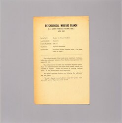 アメリカ陸軍航空隊伝単指示書 / Instructions for Airborne Flyer Propaganda by the United States Army Air Corps image