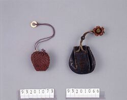 黒革巾着 / Black Leather Drawstring Pouch image