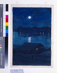 東京二十景 荒川の月 原画 / Twenty Views of Tokyo: Moon over the Arakawa River (Original Picture) image