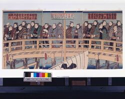 大角力両国橋渡図 / Sumo Wrestlers Crossing Over Ryōgokubashi Bridge image