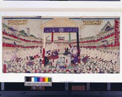 勧進大相撲土俵入図 / The Ring-entering Ceremony at a Charity Grand Sumo Tournament image