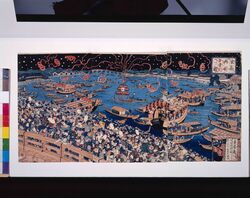 東都両国夕涼之図 / People Enjoying the Evening Cool at Ryogoku, in the Eastern Capital image