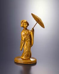 セルロイド製置物 カサと女 / Celluloid Object, Parasol and Girl image