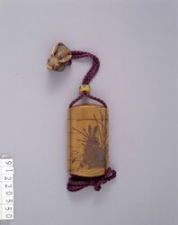 兎竹木賊蒔絵印籠 / Inro (Small Nested Caddy) with Rabbit, Bamboo, and Scouring Rush Design in Makie image