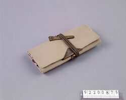白羅紗鏡入 白銅松鶴文手鏡 / White Woolen Cloth Mirror Case, Hand Mirror with Pine Tree and Crane Design in White Bronze image