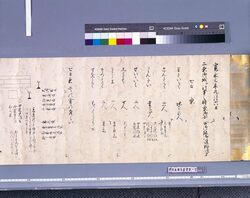 寛永三年将軍上洛絵巻 巻四 寛永三年九月六日二条城江行幸之時楽御歌合御能御進物次第 / Picture Scroll of the Shogun's Procession to Kyoto Vol. 4 image