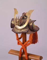 兜(火事装束の一部 桐紋付) / Firefighter’s Clothing (Helmet with Paulownia Crest) image