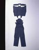 袴/Hakama (Pleated Trousers for the Formal Kamishimo), Paulownia Crest on Dark Blue Hemp Ground image