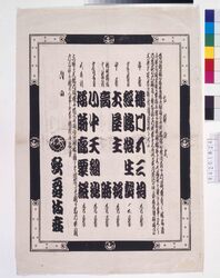 歌舞伎座辻番付 楼門五三桐 経島娘生贄 土屋主税 高時 心中天綱島 桜時廓粟餅 / Kabukiza Theatre Kabuki Playbill: Sammon Gosan no Kiri, Kyōgashima Musume no Ikenie, Tsuchiya Chikara, Takatoki, Shinjū Ten no Amijima, Sakuradoki Kuruwa no Awamochi image
