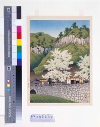 まくり 日本画 江戸時代 道中風景 紙本彩色