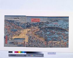 東都名所 両国繁栄河開之図 / Famous Places in the Eastern Capital : Bustling Crowd at Ryogoku for the River Opening image