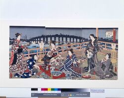 東都名所四季之内 両国夜陰光景 / Famous Views of the Eastern Capital Throughout the Four Seasons: Evening at Ryogoku image