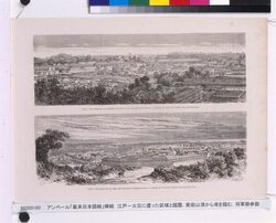 アンベール「幕末日本図絵」挿絵 江戸-火災に遭った区域と庭園,愛宕山頂から湾を臨む,将軍廟参詣 image