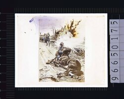 兵士と馬のいる戦場(幻燈原板) image