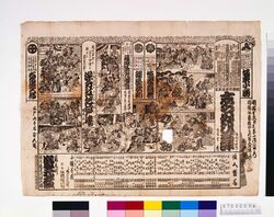 盛元座辻番付「しらぬい譚」「染分紅地江戸褄」 / Morimotoza Theater Playbill: “Shiranui Monogatari” and “Somewakete Momiji no Edozuma” image